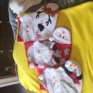 N18a  3 Charming Xmas Stockings incl Santa, Rudolph, Frosty Snowman, & a Penguin